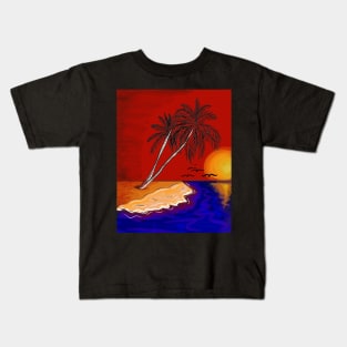 Palm and the Beach Retro Kids T-Shirt